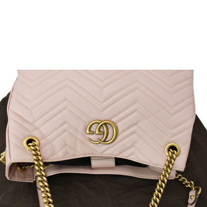 GUCCI GG Marmont Medium Metelasse Quilted Leather Shoulder Bag Nude 453569 - Hot Deals