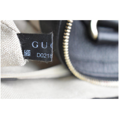 GUCCI Dome Large GG Charm Pebbled Leather Satchel Bag Black 449660