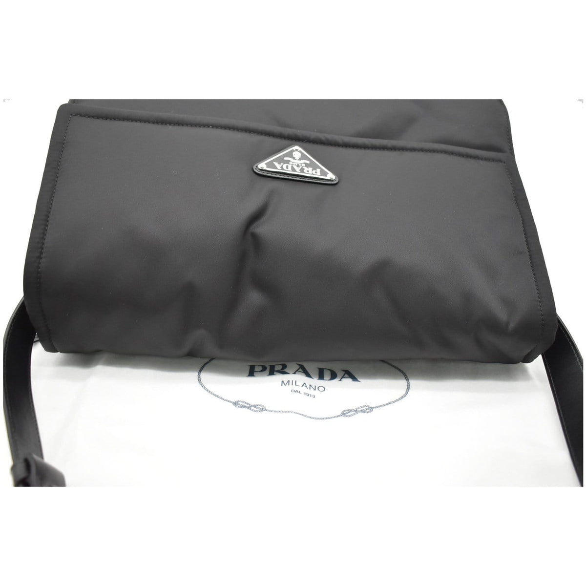 PRADA Large Padded Re-Nylon Shoulder Bag Black
