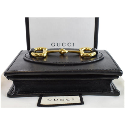 GUCCI Horsebit 1955 Card Case Wallet Black 621887