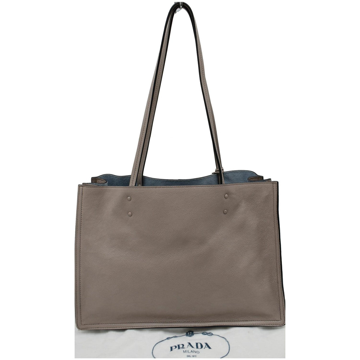 PRADA Glace Calf Leather Etiquette Tote Bag Taupe 1BG122