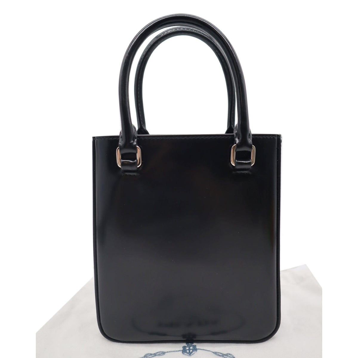 PRADA Small Brushed Leather Tote Shoulder Bag Black