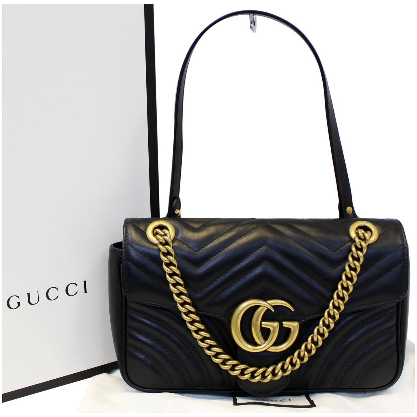 GUCCI GG Marmont Small Matelasse Leather Crossbody Bag Black