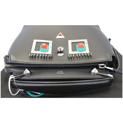 FENDI DotCom Faces Click Top Handle Embellished Leather Shoulder Handbag - Last Call