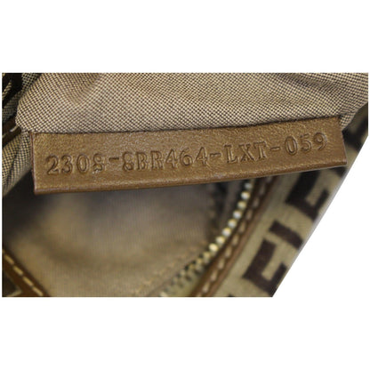 FENDI Zucca Small Canvas Shoulder Bag Beige