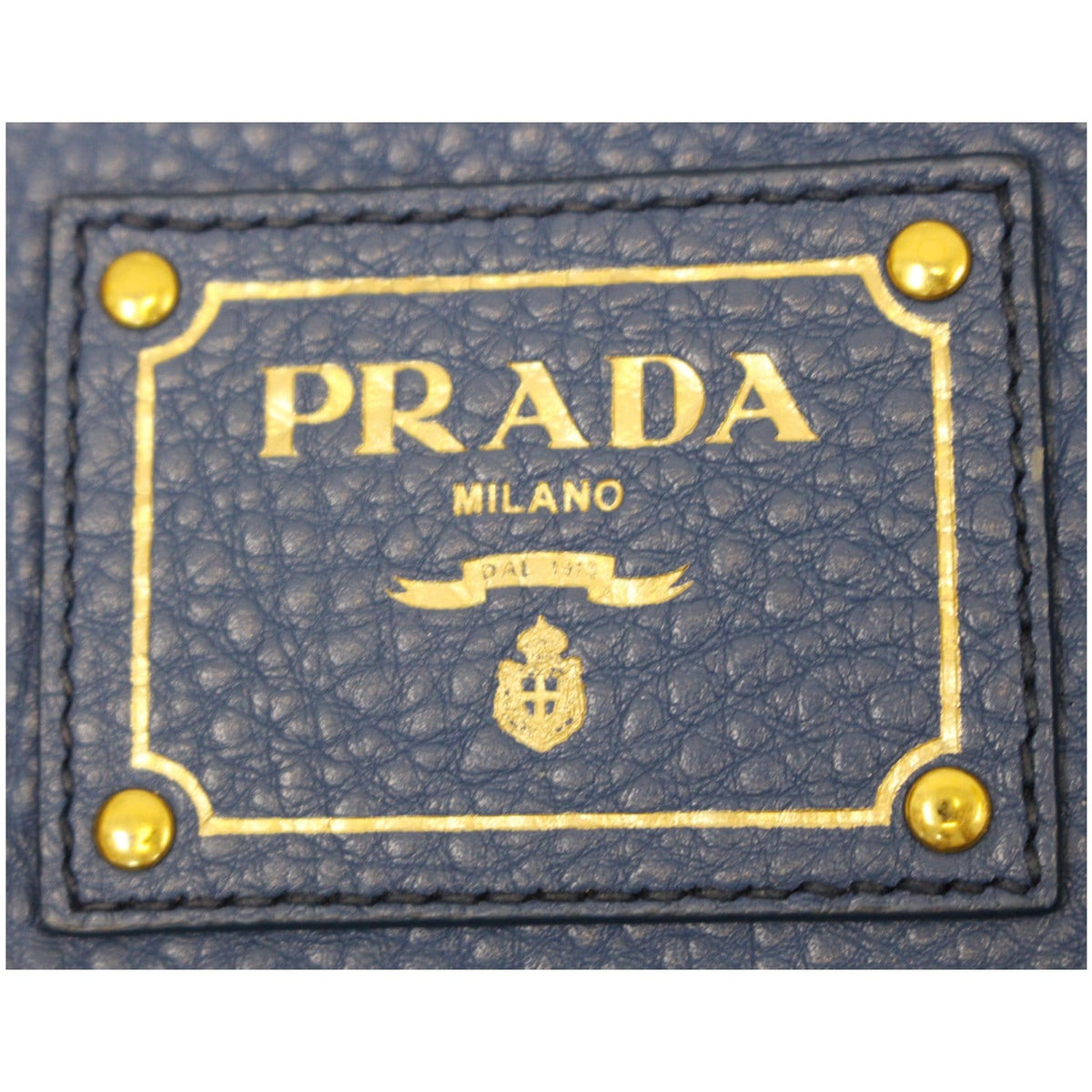 PRADA Vitello Phenix Leather Tote Bag Blue