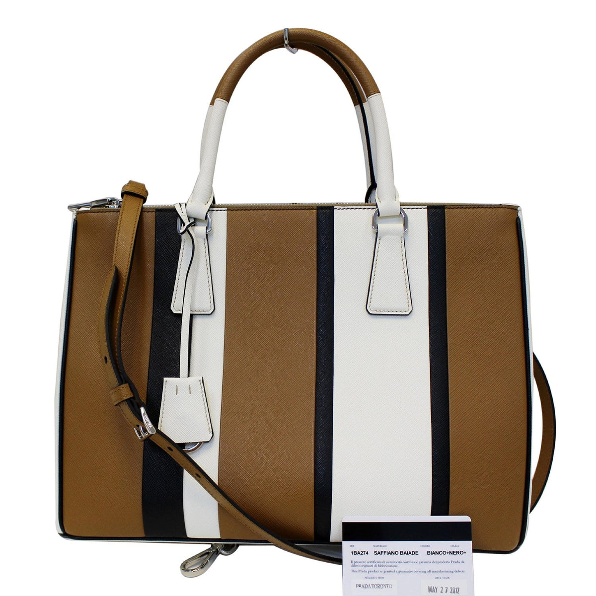 PRADA Galleria Baiadera Striped Saffiano Leather Tote Bag