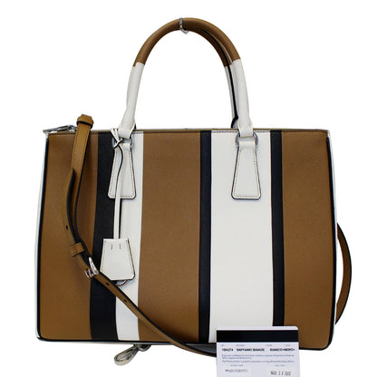 PRADA Galleria Baiadera Striped Saffiano Leather Tote Bag
