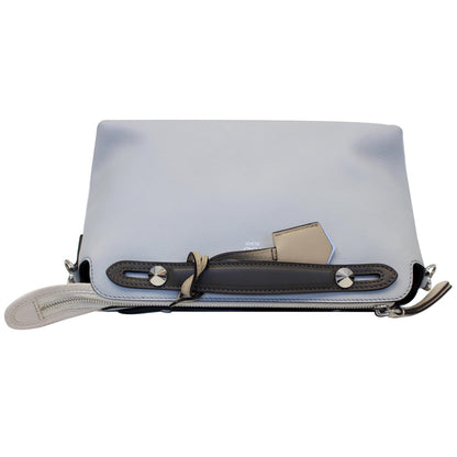 FENDI Small By The Way Leather Shoulder Bag Gray/Light Blue