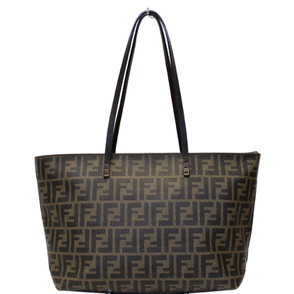 FENDI Zucca Print Canvas Small Roll Tote Bag Brown