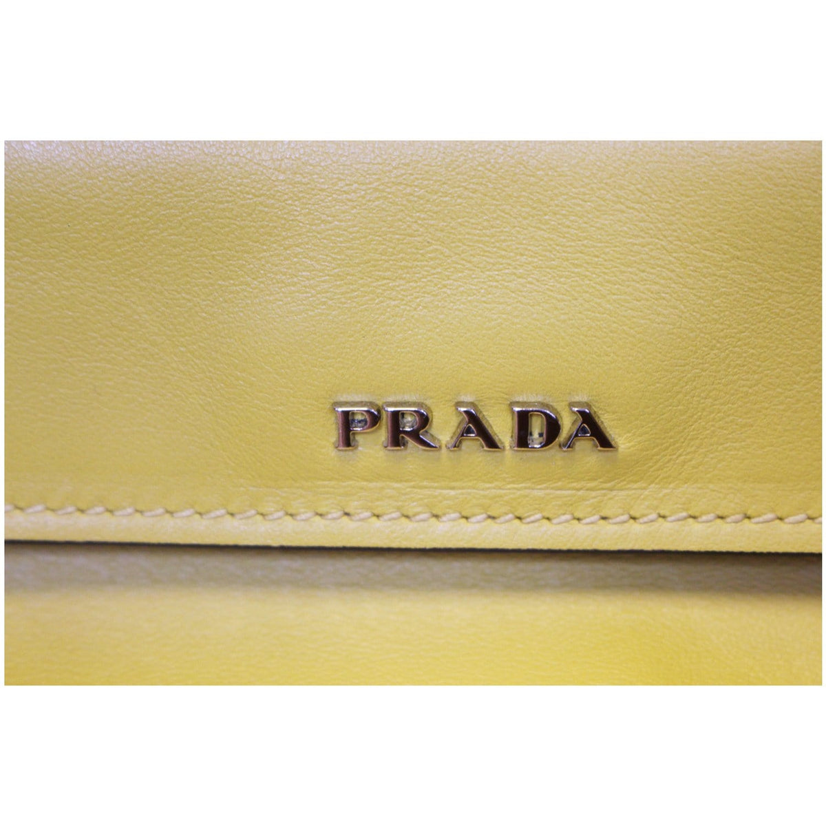 PRADA City Calf Buckle Tote Bag Yellow