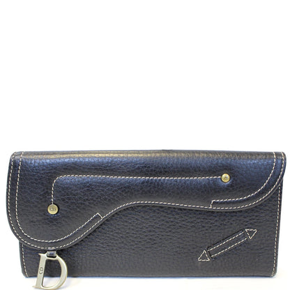 CHRISTIAN DIOR Saddle Leather Wallet Black