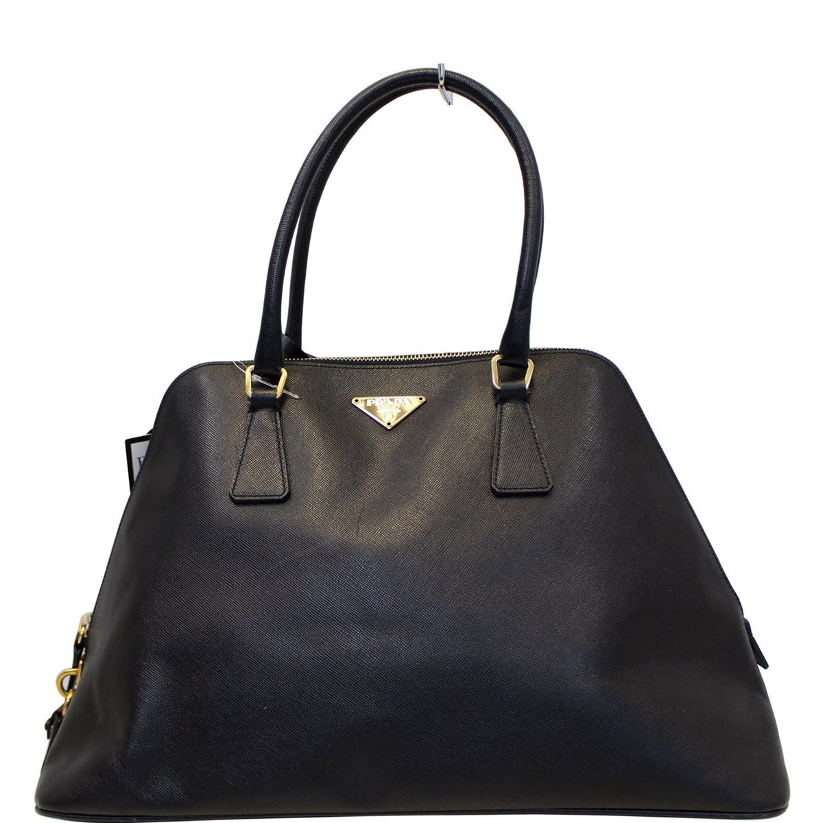 PRADA Saffiano Dome Black Leather Satchel Bag
