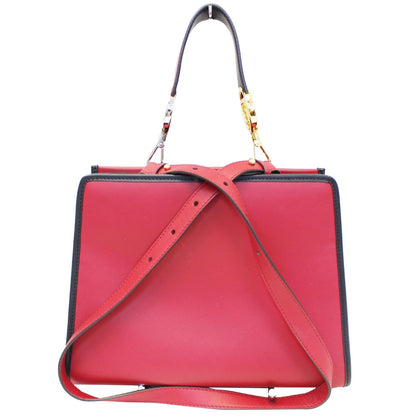 FENDI Runway Leather Tote Shoulder Bag Red