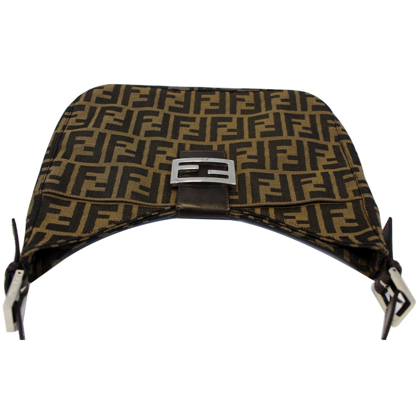 FENDI Zucca Canvas Hobo Shoulder Bag Brown