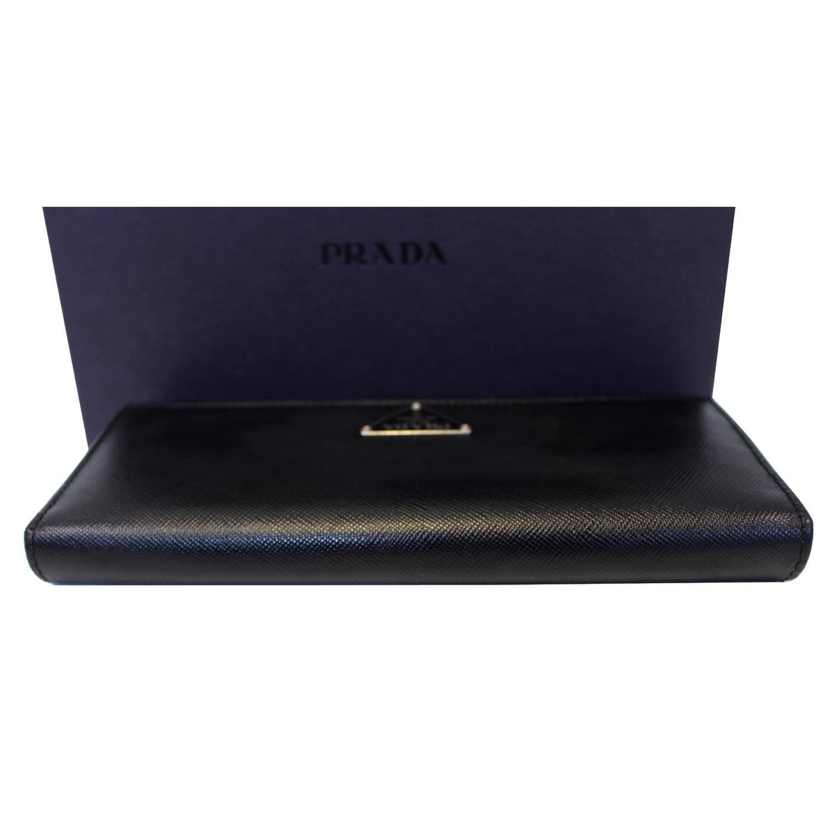 PRADA Saffiano Triangle Continental Flap Wallet