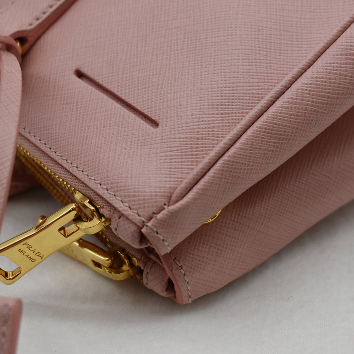 PRADA Galleria Large Double Zip Saffiano Leather Tote Bag Petal Pink - Hot Deals
