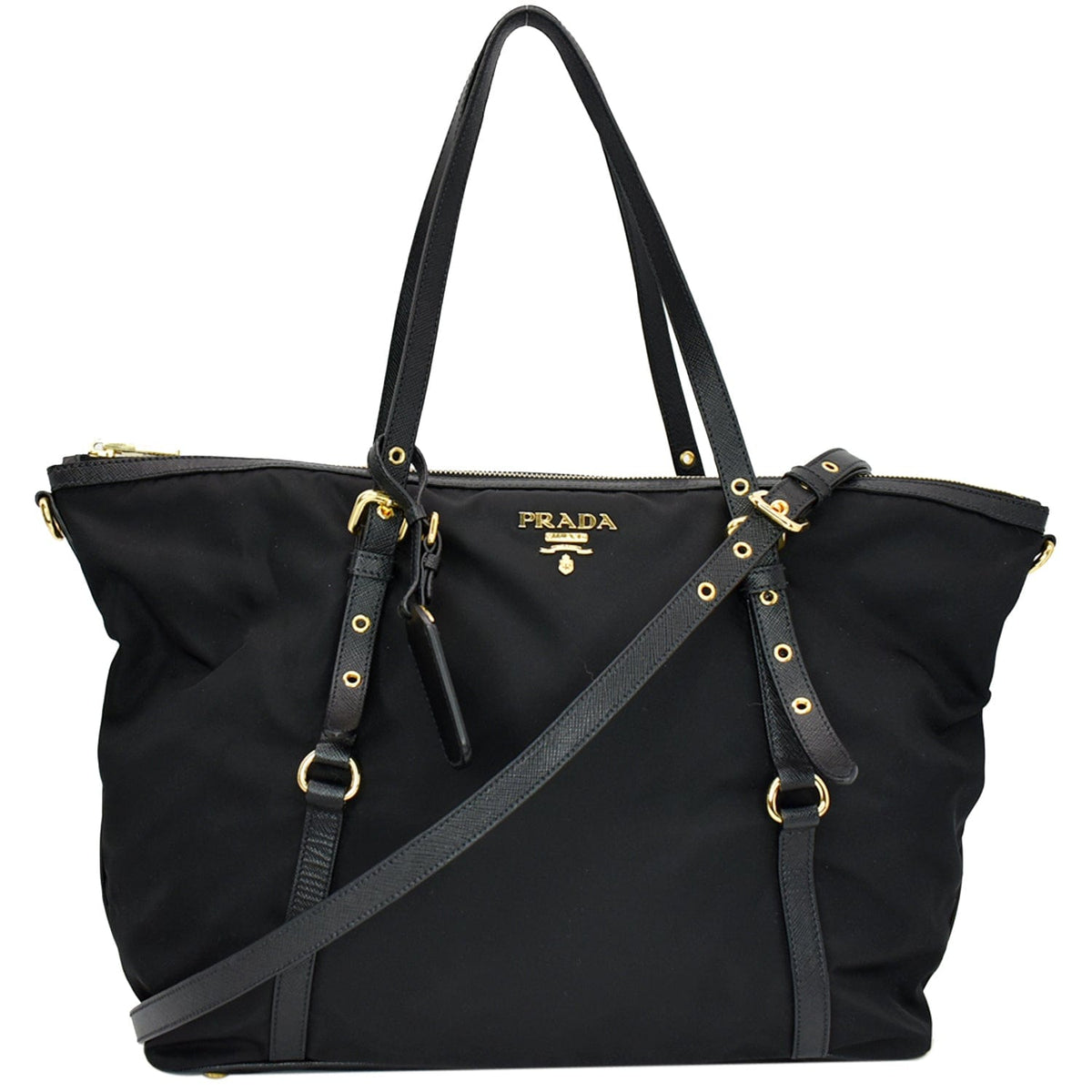 PRADA Tessuto Saffiano Nylon Tote Shoulder Bag Black - Hot Deals