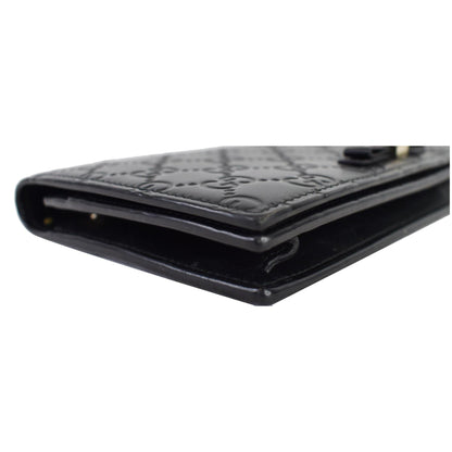 GUCCI Bow Guccissima Leather Chain Wallet Black 431408