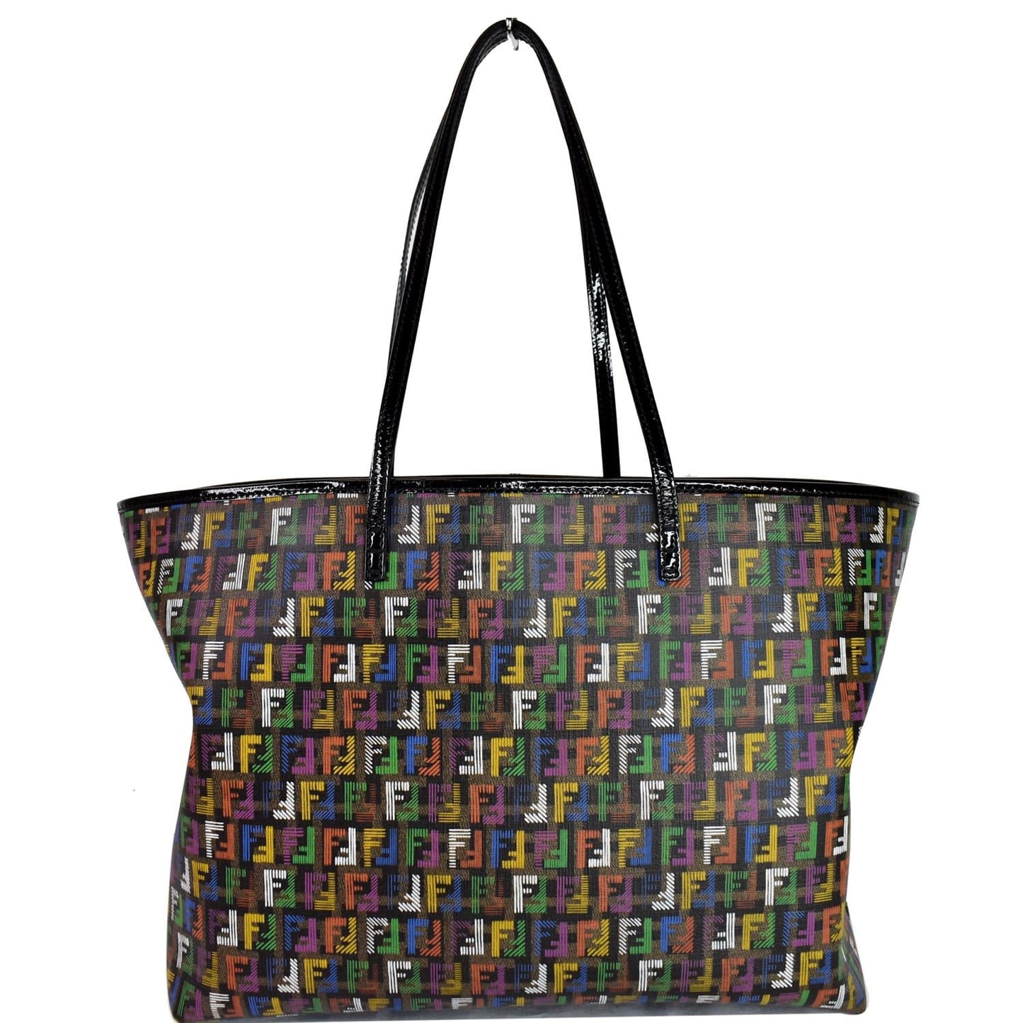 FENDI Zucca Print Roll Canvas Shoulder Tote Bag Multicolor