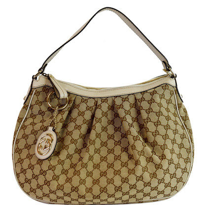 GUCCI Medium Sukey GG Canvas Hobo Bag Beige 232955