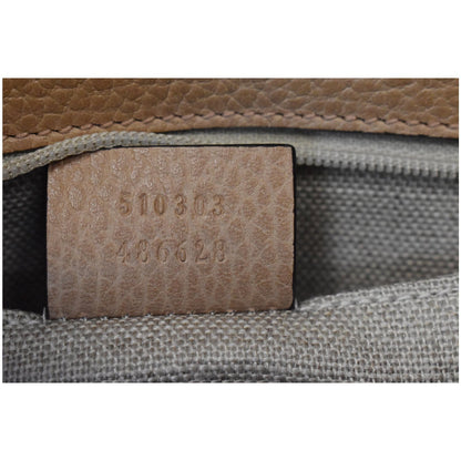 GUCCI Interlocking GG Calfskin Leather Shoulder Bag Brown 510303
