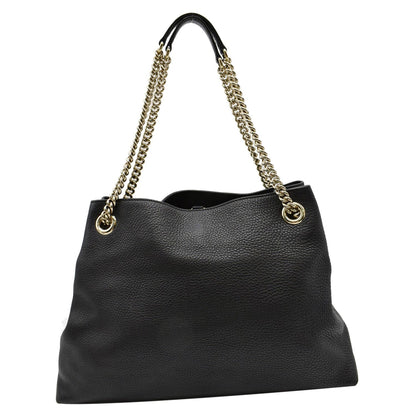 GUCCI Soho Pebbled Leather Chain Shoulder Bag Black 308982