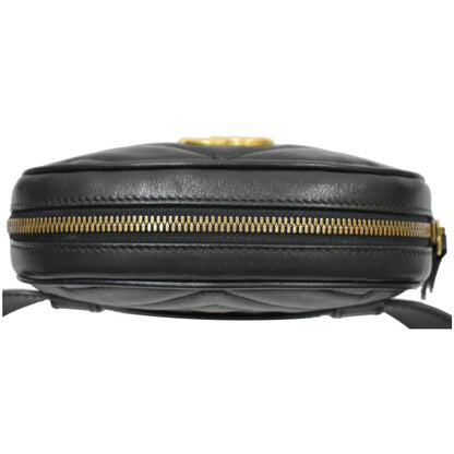 GUCCI GG Marmont Matelasse Leather Belt Bag Black 476434