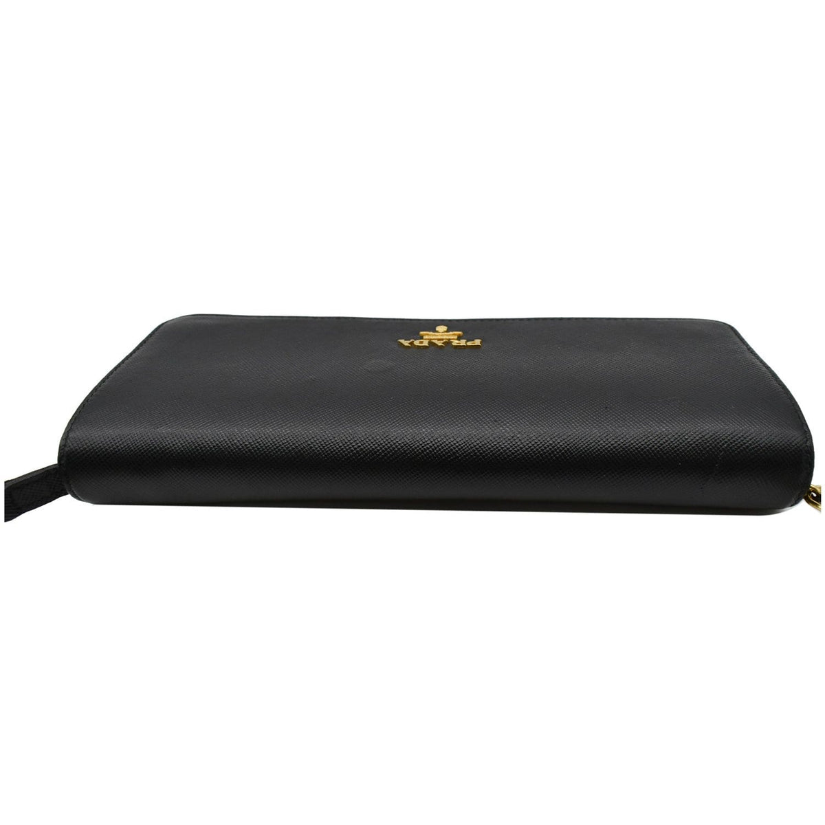PRADA Saffiano Leather Wallet on Chain Clutch Crossbody Bag Black