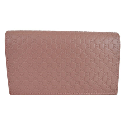 GUCCI Micro GG Guccissima Leather Crossbody Wallet Pink 466507