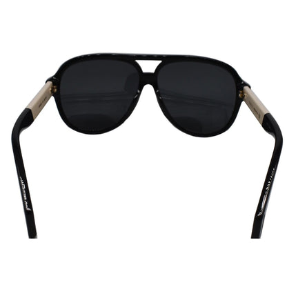 GUCCI GG0463SA 002 Black White Sunglasses Grey Lens