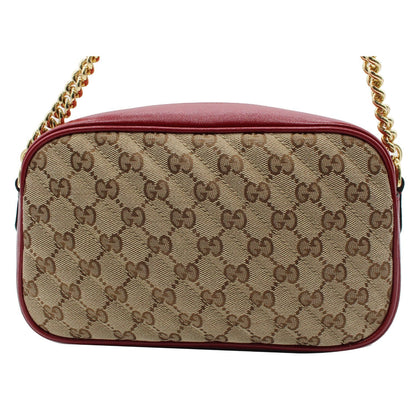 GUCCI GG Marmont Small Matelasse Canvas Leather Crossbody Bag Beige 447632