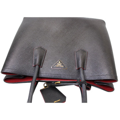 PRADA Double Handle Saffiano Leather Tote Bag Black