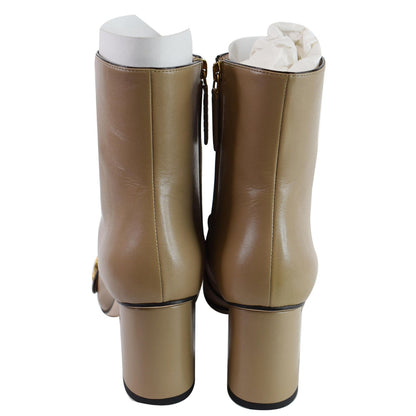 GUCCI GG Marmont Fringed Leather Ankle Boots Taupe 408210 US 8