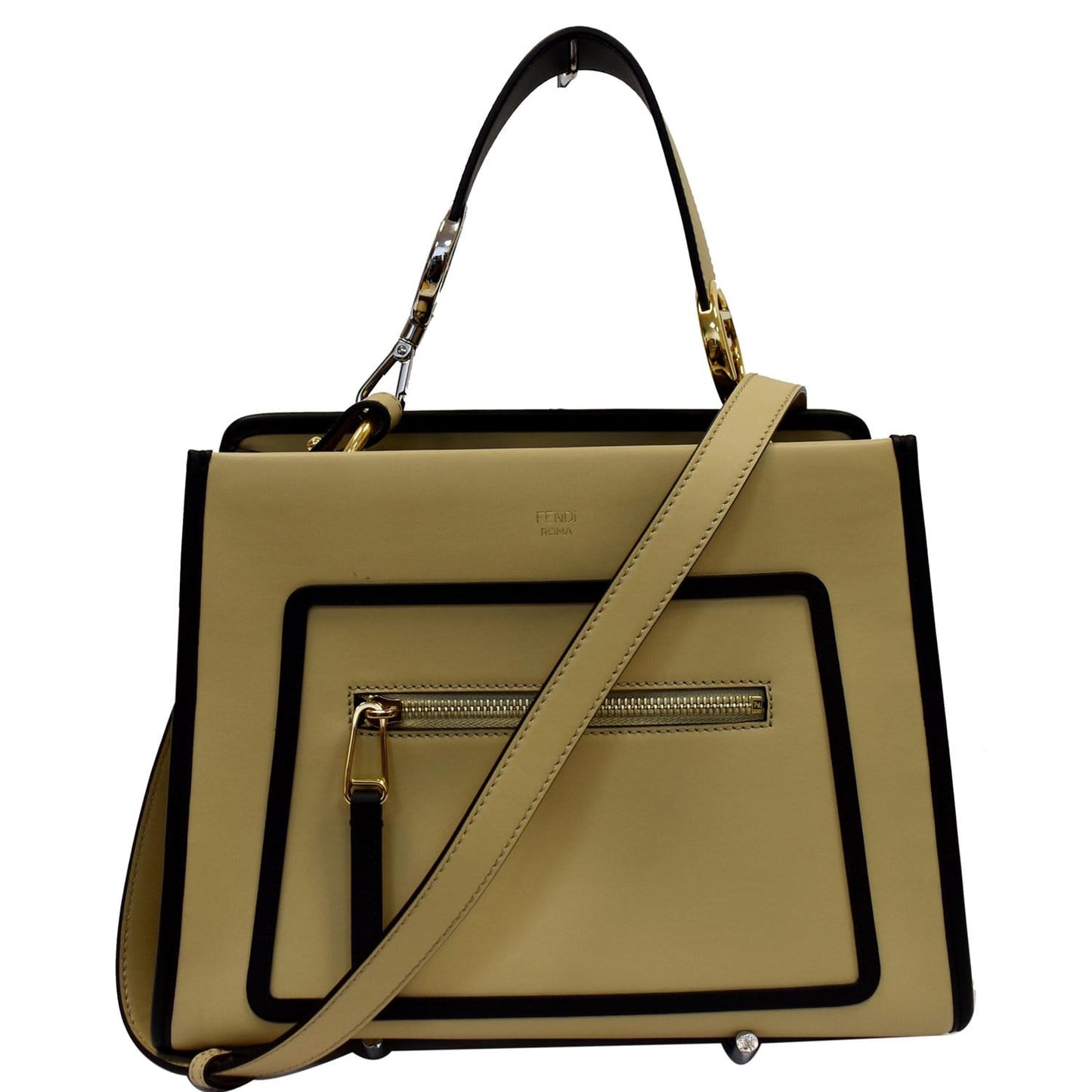 FENDI Runaway Medium Leather Tote Bag Beige