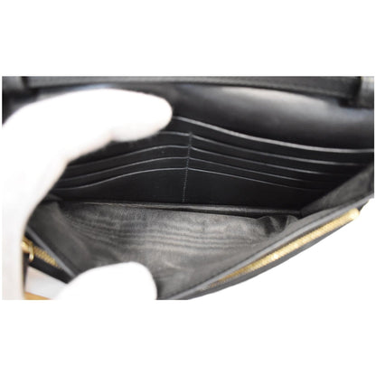 GUCCI GG Micro Guccissima Leather Crossbody Wallet Black 466507