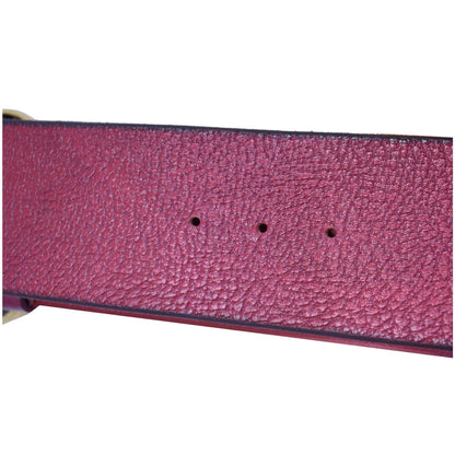 GUCCI Pearl Double G Buckle Leather Wide Belt Red 453261