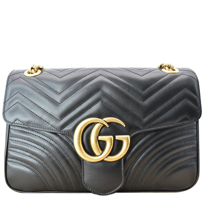 GUCCI GG Marmont Medium Matelasse Shoulder Bag Black 443496