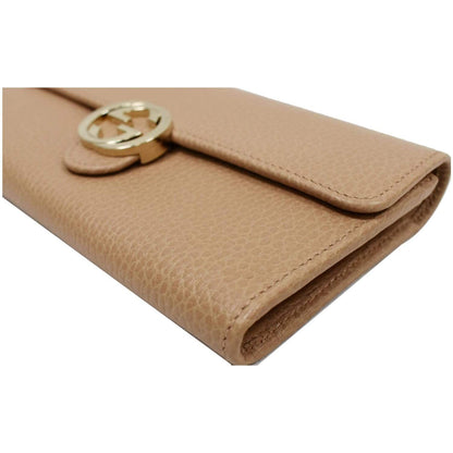 GUCCI GG Interlocking Continental Leather Wallet Beige 615524
