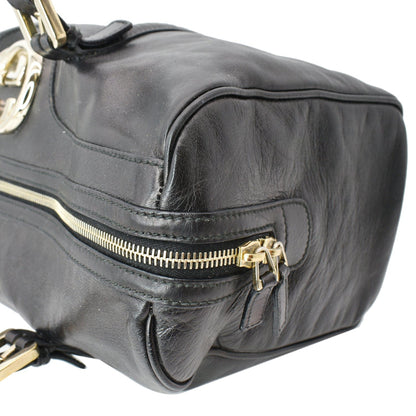 GUCCI Britt Leather Satchel Bag Black 170010