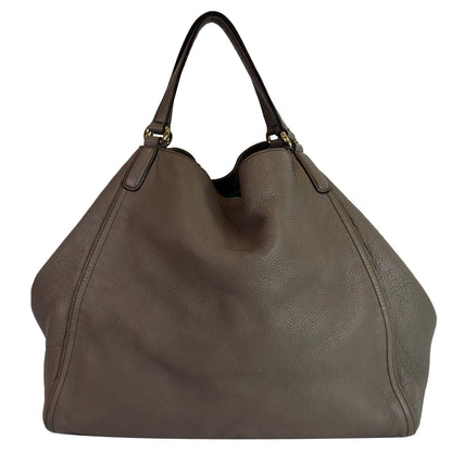 GUCCI Soho Top Handle Pebbled Leather Tote Bag Taupe 282308