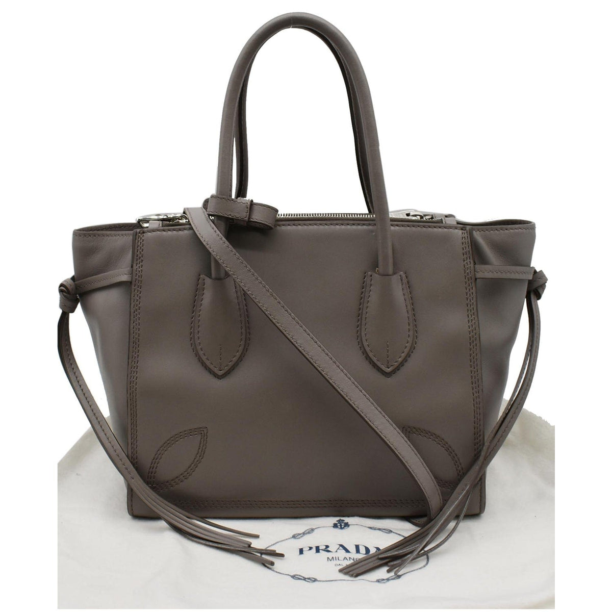 PRADA City Sport B2925R Leather 2Way Shoulder Bag Grey