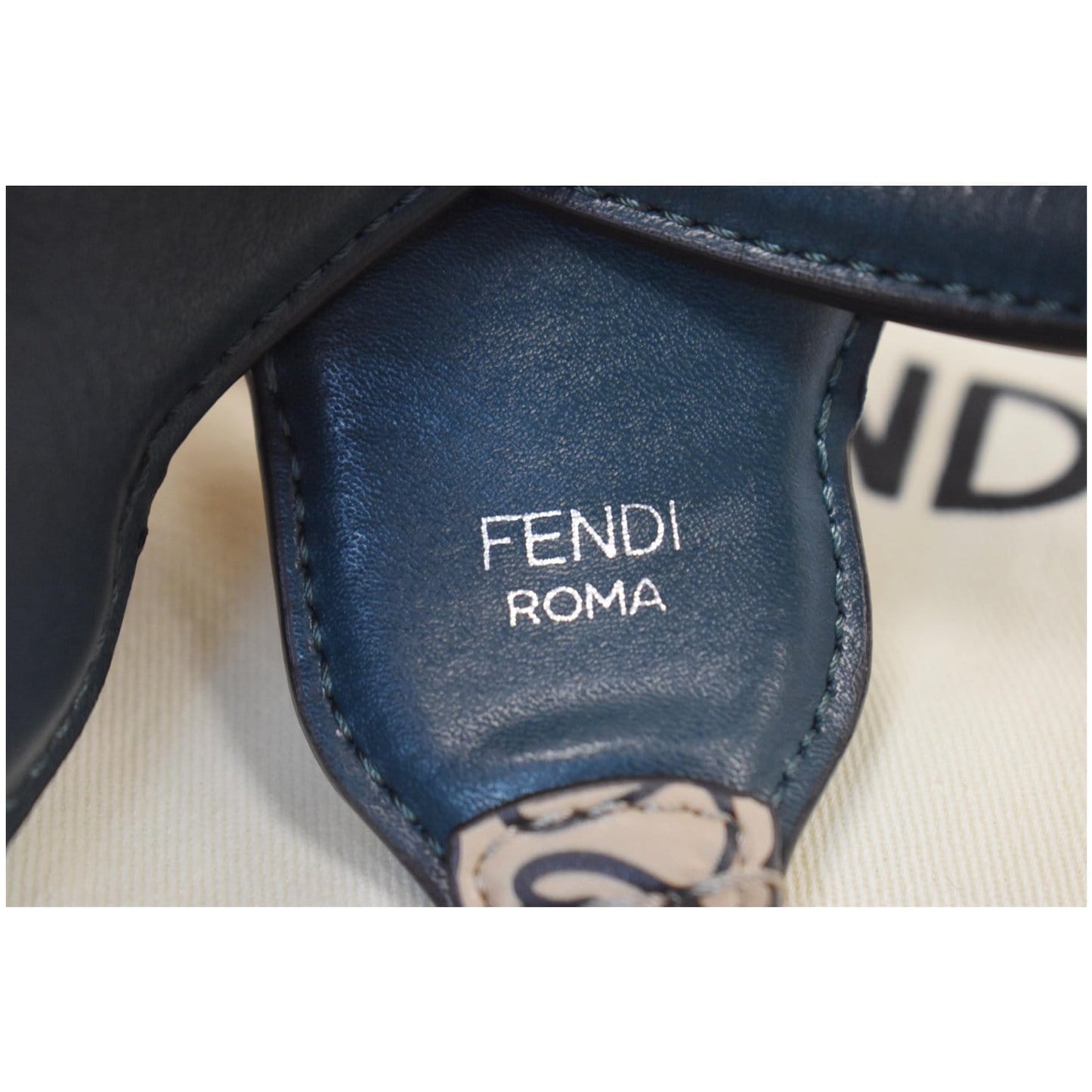 FENDI Heart Printed Leather Short Shoulder Strap Neutral
