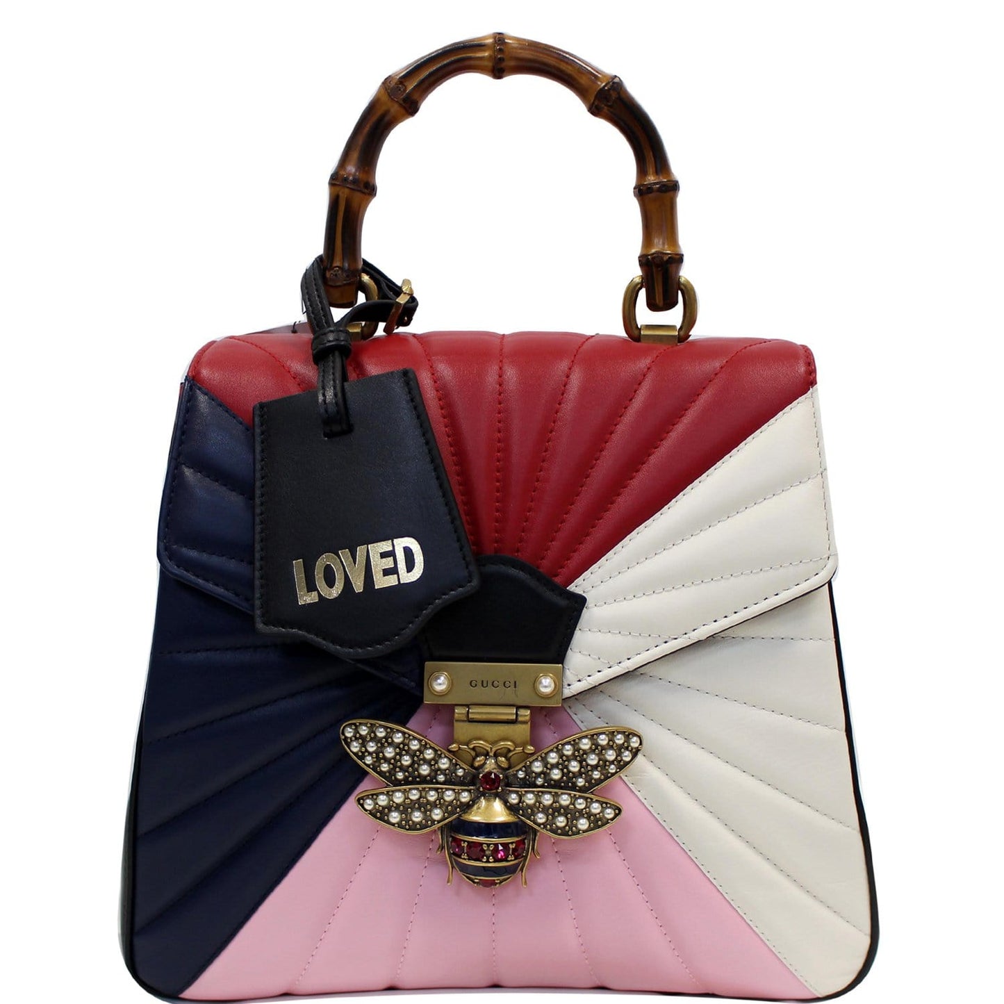 GUCCI Queen Margaret Quilted Leather Bee Backpack Bag Multi 476664