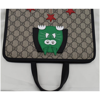GUCCI Children’s Cat Printed GG Canvas Tote Bag Beige 645290