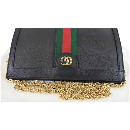 GUCCI Ophidia Small Web Calfskin Shoulder Bag Black 503877