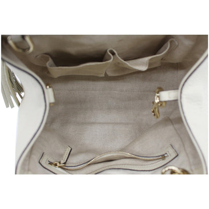 GUCCI Soho Small Pebbled Leather Shoulder Bag White 336751
