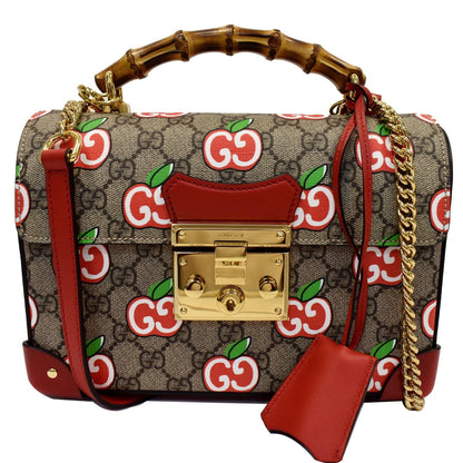 GUCCI Padlock Small GG Supreme Bamboo Top Handle Shoulder Bag Beige 603221