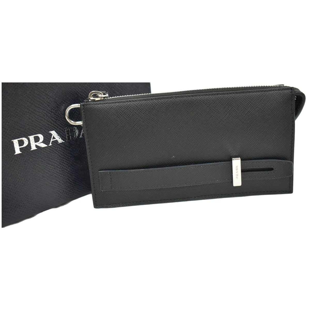 PRADA Saffiano Leather Phone Pouch Bag Black - 10% OFF