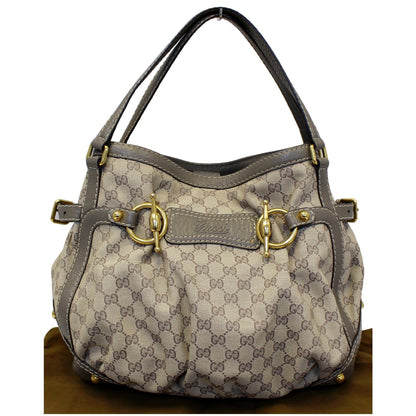 GUCCI Jockey Medium GG Canvas Monogram Tote Bag Beige 203546